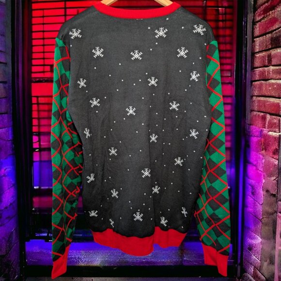 Ho-Ho-Ho Merry Christmas Cool Guy Santa And Reindeer Ugly X-Mas Sweater, X-Large - Picture 2 of 4